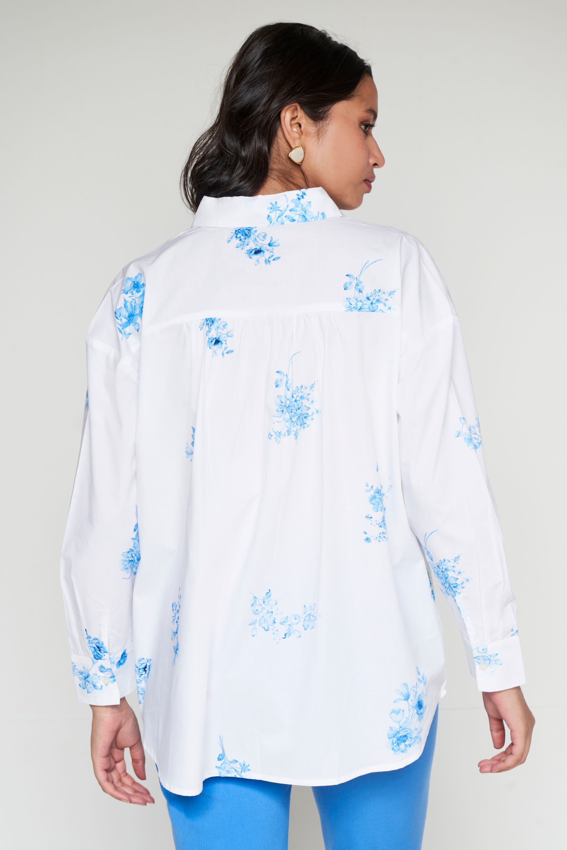 White Floral Cotton Shirt, White, image 4